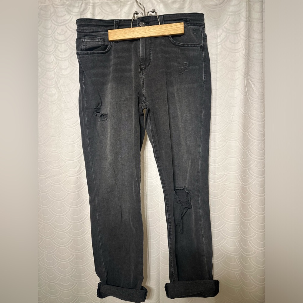 Distressed straight leg jeans or wear them cuffed
